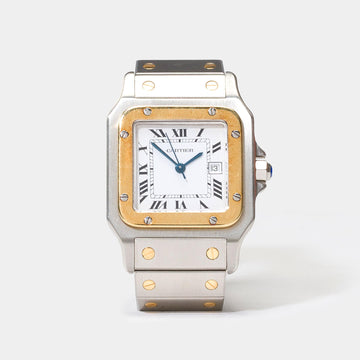 Cartier Santos Galbee lady bicolor wristwatch in yellow gold plated & steel