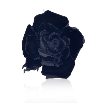 CHANEL Vintage Black Velvet Flower Camelia Camellia Pin Brooch