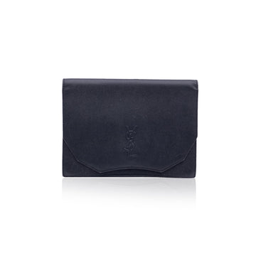 YVES SAINT LAURENT Vintage Black Leather Ysl Logo Clutch Bag