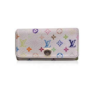 LOUIS VUITTON White Murakami Multicolor Multicles 4 Key Case Holder