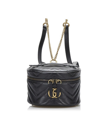 Gucci Women's Mini Round Backpack Bag with GG Pattern in Black