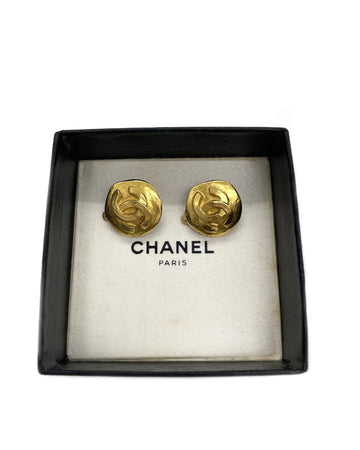 Chanel Women's Gold CC Clip On Earrings - 2x2 inches in Gold