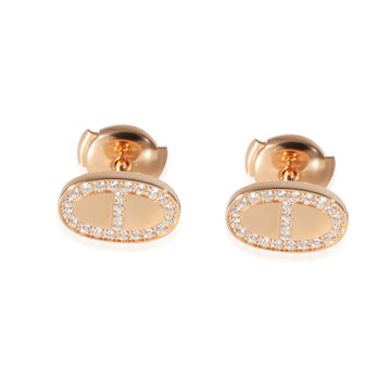 HERMES Chaine d'Ancre Contour Earrings in 18k Rose Gold 0.18 CTW