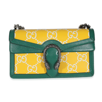 GUCCI Green Yellow Leather GG Small Dionysus Bag