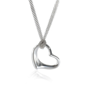 TIFFANY & CO. Elsa Peretti 36mm Open Heart Pendant On Mesh Chain Sterling Silver