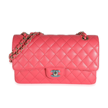 CHANEL Dark Pink Quilted Caviar Medium Classic Double Flap Bag