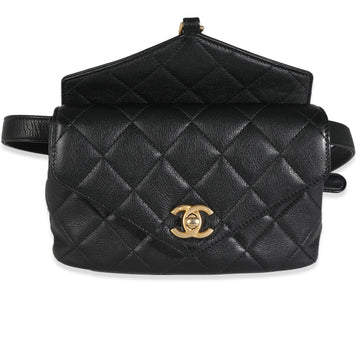 CHANEL Black Quilted Calfskin Carry With Chic Flap Waist Bag