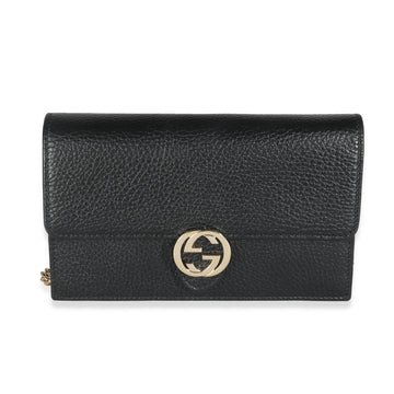 GUCCI Black Dollar Calfskin Interlocking G Chain Wallet