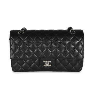 CHANEL Black Quilted Caviar Medium Classic Double Flap Bag