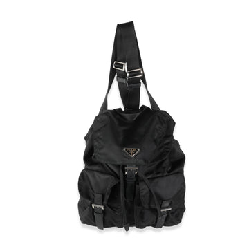 PRADA Black Tessuto Nylon Small Logo Backpack