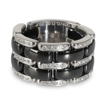 CHANEL Ultra Diamond Ring With Black Ceramic in 18KT White Gold 0.37 CTW