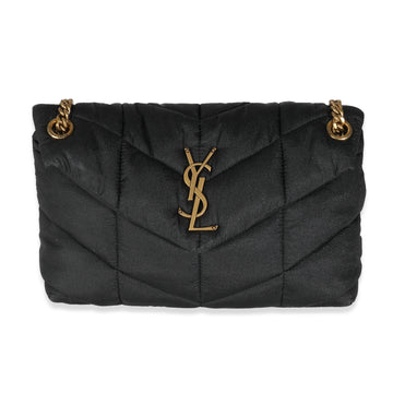 SAINT LAURENT Black Quilted Nylon Small Lou Puffer Chain Bag