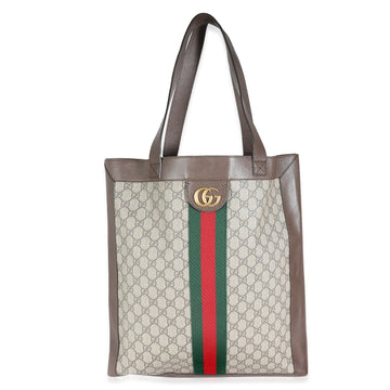 GUCCI Brown GG Supreme Canvas Web Ophidia Vertical Shopping Tote