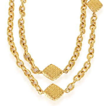 CHANEL Vintage Quilted Station Necklace in Gold Plated