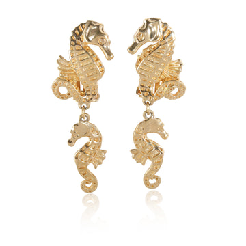 DIOR Gold Plated Seahorse Drop Earrings