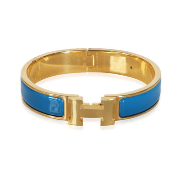 HERMES Clic H Blue Bracelet in Gold Plated