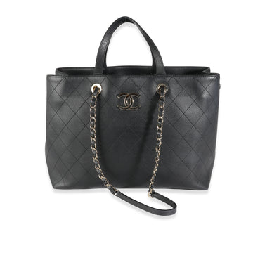 CHANEL Black Quilted Calfskin Large Serial Shopper Tote