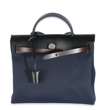 HERMES Blue Marine Rouge Sellier Blue Indigo Vache Hunter Toile Herbag 31 PHW