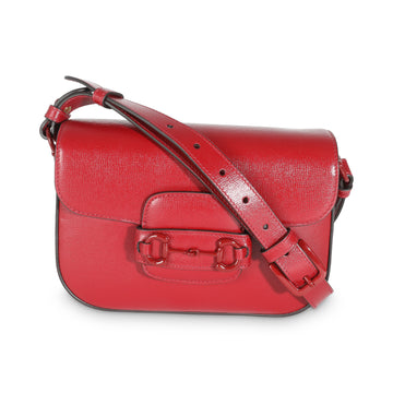 GUCCI New Cherry Red Calfskin Mini Horsebit 1955 Bag