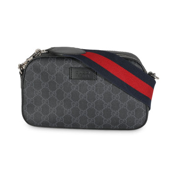 GUCCI Black GG Supreme Monogram Web Camera Bag