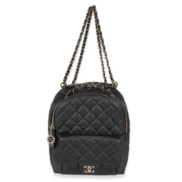 CHANEL Black Quilted Caviar Small Day Backpack