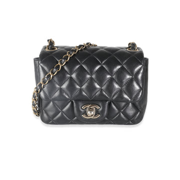 CHANEL Black Quilted Lambskin Mini Square Flap Bag