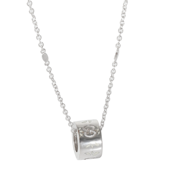 GUCCI Icon White Enamel Blossom Necklace in 18k White Gold