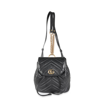 GUCCI Black Matelasse Calfskin Mini GG Marmont Flap Backpack