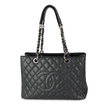 CHANEL Black Quilted Caviar Grand Shopping Tote