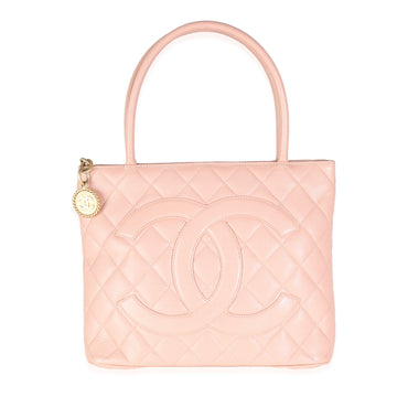 CHANEL Pink Quilted Caviar Medallion Tote