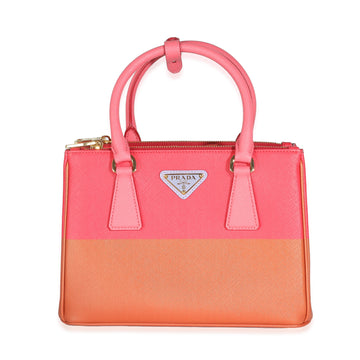 PRADA Copper Strawberry Saffiano Small Galleria Double Zip Tote