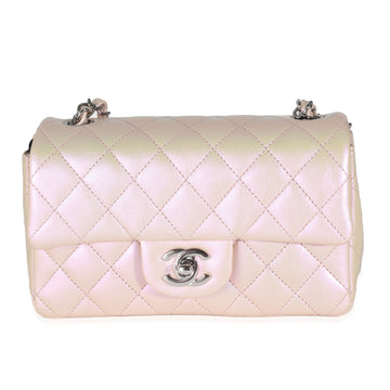 CHANEL 21K Pink Iridescent Quilted Lambskin Mini Rectangular Flap Bag