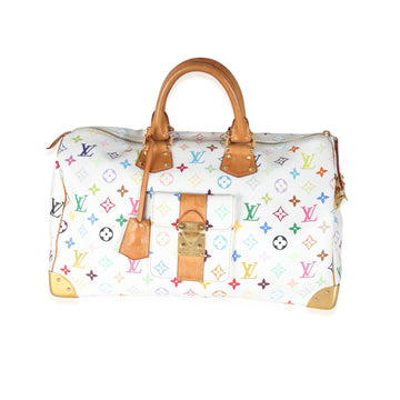 LOUIS VUITTON White Multicolor Canvas Speedy 40