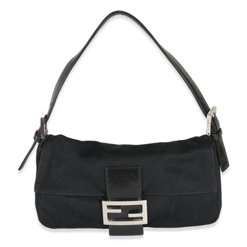 FENDI Black Neoprene Medium Baguette Bag