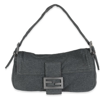 FENDI Grey Jersey Medium Baguette Bag