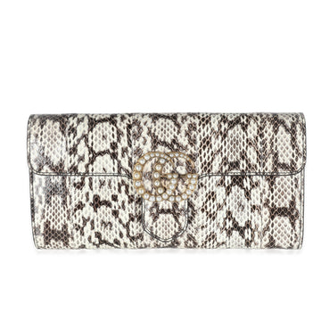 GUCCI Beige Snakeskin Pearly GG Marmont Clutch