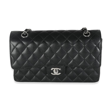 CHANEL Black Quilted Caviar Medium Classic Double Flap Bag