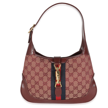 GUCCI Burgundy GG Canvas Calfskin Web Small Jackie 1961 Hobo