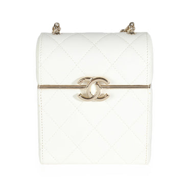 CHANEL 22P White Quilted Lambskin Mini Box Clutch