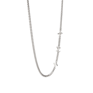 LOUIS VUITTON Silver Tone Monogram Row Necklace