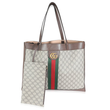 GUCCI Beige GG Supreme Canvas Medium Ophidia Soft Tote