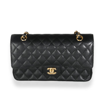 CHANEL Black Quilted Caviar Medium Classic Double Flap Bag