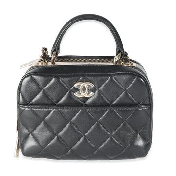 CHANEL 20P Black Quilted Lambskin Mini Trendy CC Bowling Bag