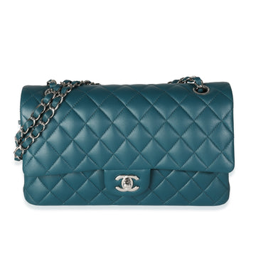 CHANEL Dark Turquoise Quilted Lambskin Medium Classic Double Flap Bag