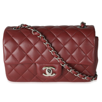 CHANEL Burgundy Quilted Lambskin Mini Rectangular Flap Bag