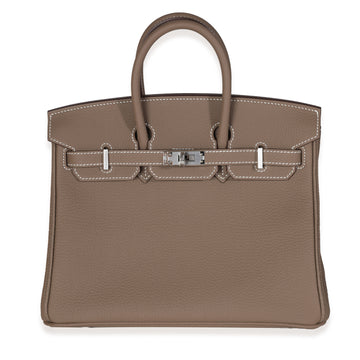 HERMES Etoupe Togo Birkin 25 PHW