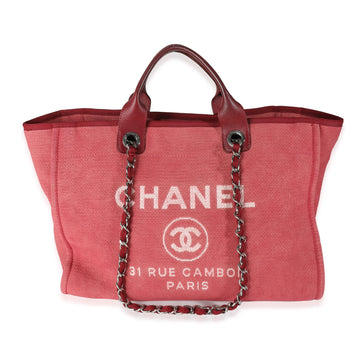 CHANEL Red Canvas Medium Deauville Tote