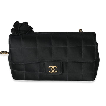 CHANEL Black Quilted Satin Mini Chocolate Bar Flap Bag