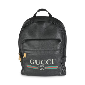 GUCCI Black Calfskin Vintage Logo Day Backpack