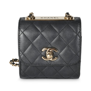 CHANEL Black Quilted Lambskin Trendy CC Clutch With Chain